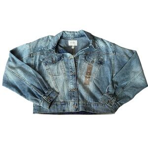 ❤︎ Jessica Simpson Jewelled Drop Shoulder Denim Jacket Calgary Stampede Vibes